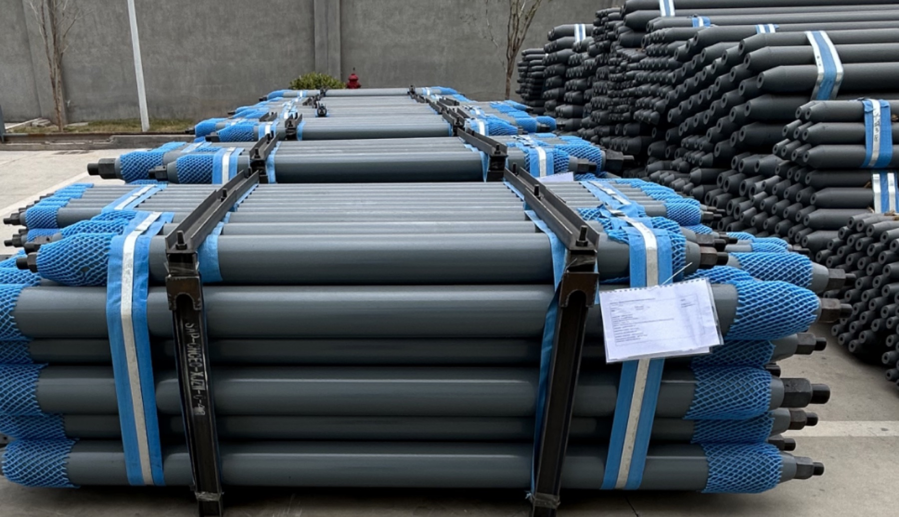 Bundled structural sections ready for despatch